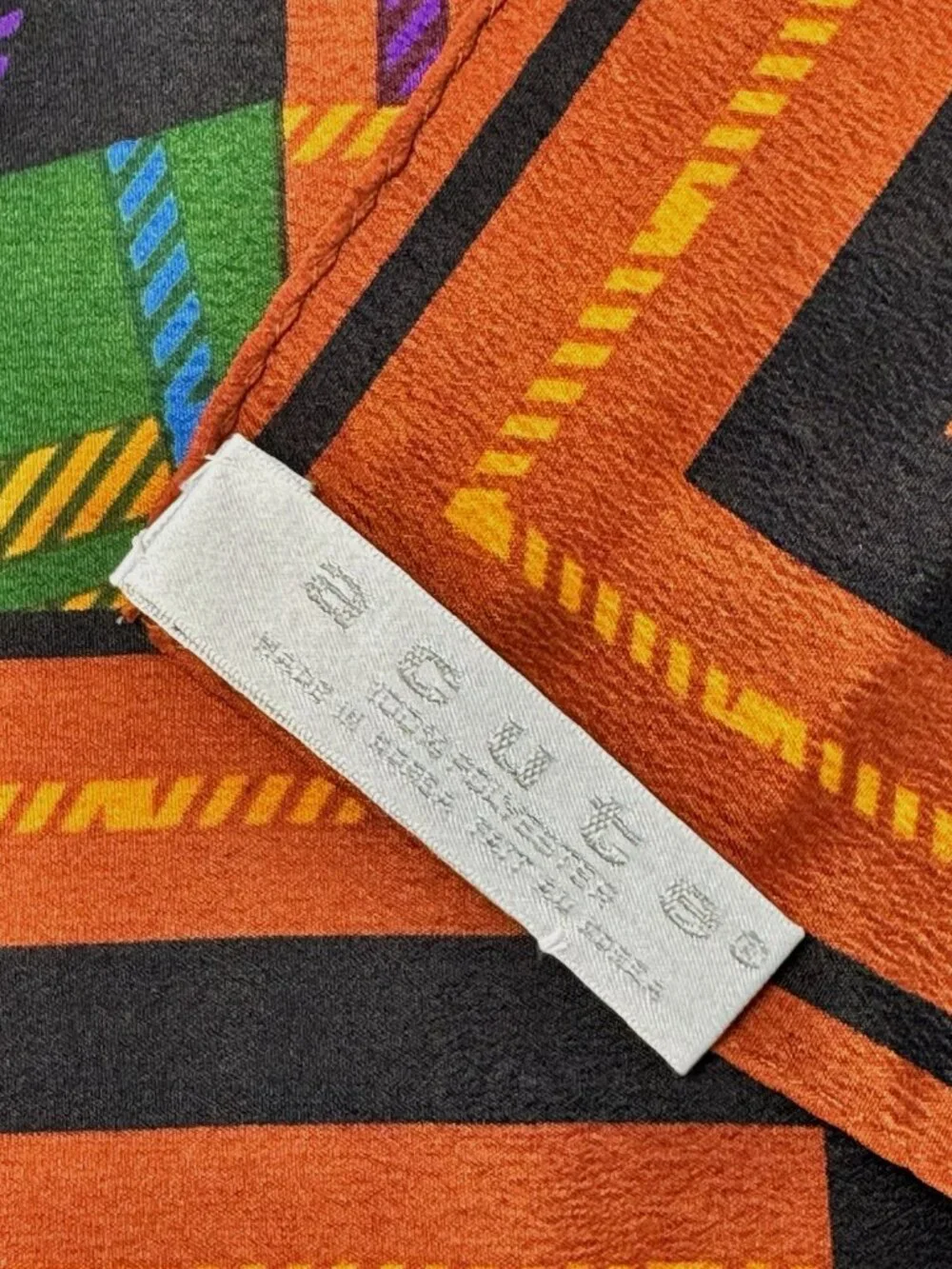 VTG Acute Scarf, Korea, 1980's, Vibrant Multi-Colored Patchwork Plaid 30